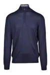 Cruciani High Neck Zip Pullover - Blue In Blue