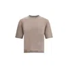 Cruciani Ribbed Cotton Knit T-shirt With Short Sleeves In Neutral