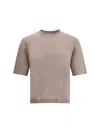 Cruciani Ribbed Cotton Knit T-shirt With Short Sleeves
