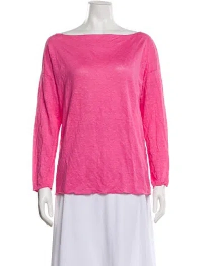 Pre-owned Cruciani Linen Bateau Neckline Top In Pink