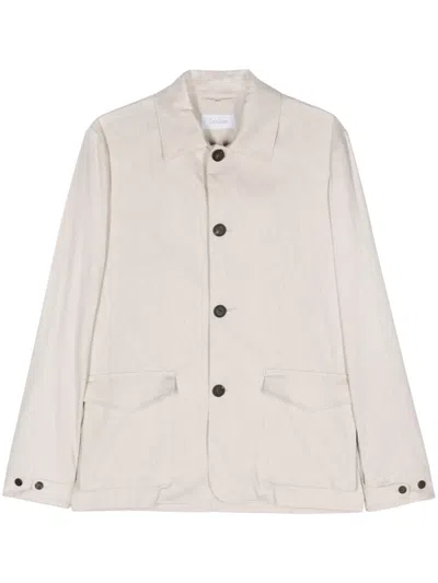 Cruciani Linen-blend Shirt Jacket In Neutrals