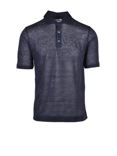 Cruciani Linen Polo Shirt - Blue In Multi