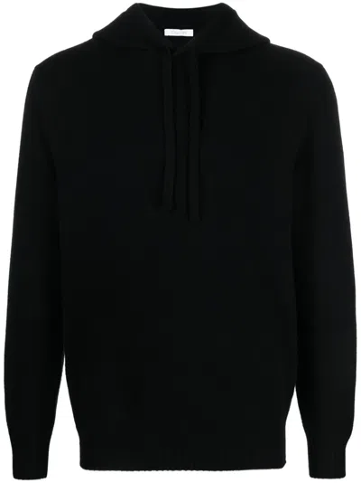 Cruciani Long-sleeve Fine-knit Hoodie In Black