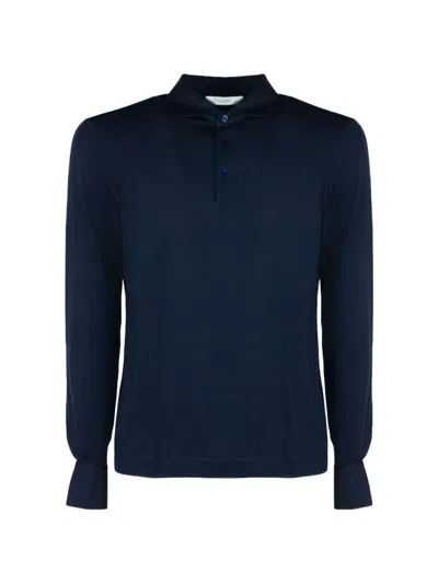 Cruciani Long-sleeve Polo Shirt In Blue