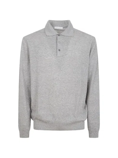 Cruciani Long-sleeve Polo Shirt In Gray