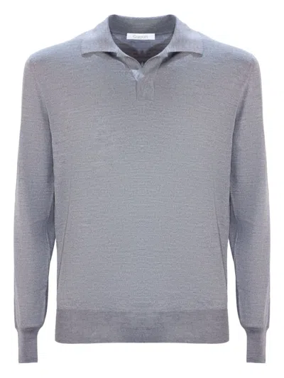 Cruciani Long-sleeve Polo Sweater In Blue