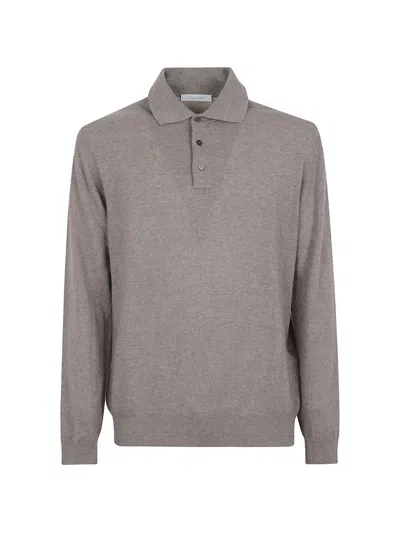 Cruciani Long-sleeve Polo Shirt In Brown