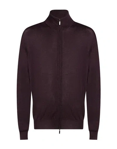 Cruciani Man Cardigan Plum Size 46 Cashmere, Silk In Blue