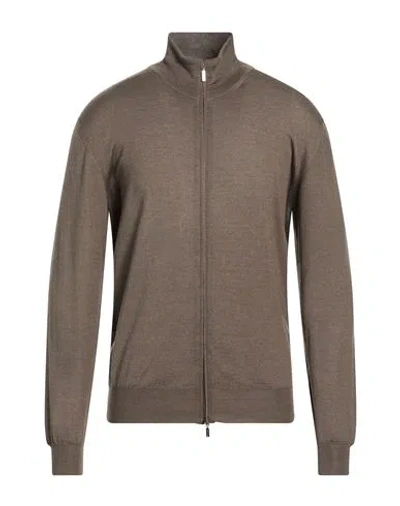 Cruciani Man Cardigan Taupe Size 40 Cashmere, Silk In Brown
