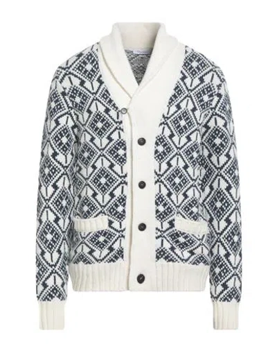 Cruciani Man Cardigan White Size 40 Wool, Cashmere In Multi