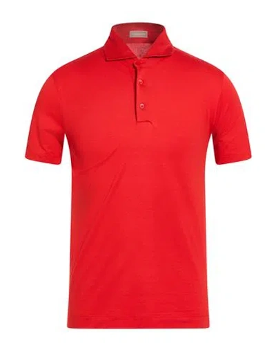 Cruciani Man Polo Shirt Red Size 42 Cotton, Elastane