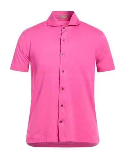 Cruciani Man Shirt Fuchsia Size 42 Cotton, Elastane In Pink