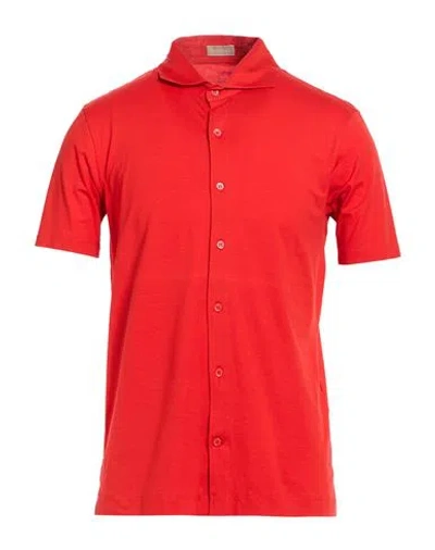 Cruciani Man Shirt Red Size 42 Cotton, Elastane