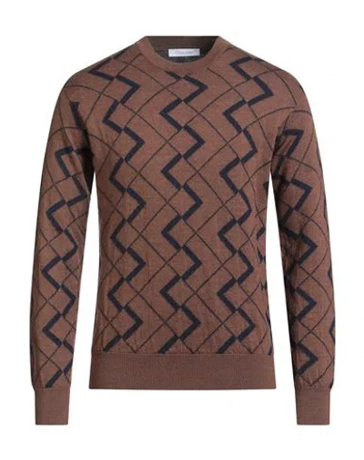 Cruciani Man Sweater Brown Size 40 Wool