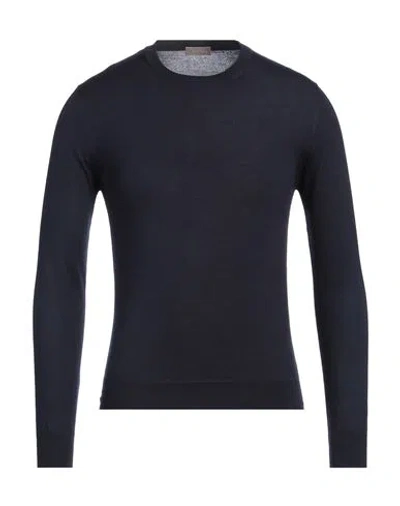 Cruciani Man Sweater Navy Size 38 Cashmere, Silk In Blue