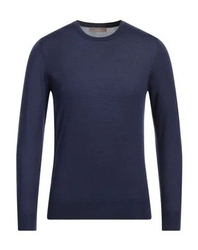 Cruciani Man Sweater Navy Size 46 Cashmere, Silk In Navy Blue