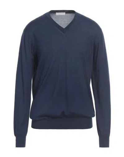 Cruciani Man Sweater Navy Size 48 Cashmere, Silk In Blue