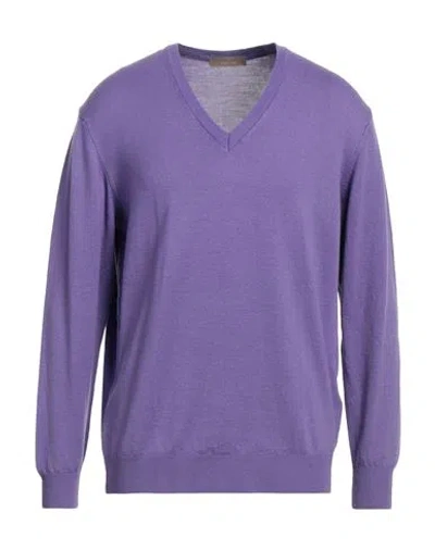 Cruciani Man Sweater Purple Size 46 Wool