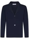 Cruciani Single-breasted Navy Cotton Knit Blazer In Blue