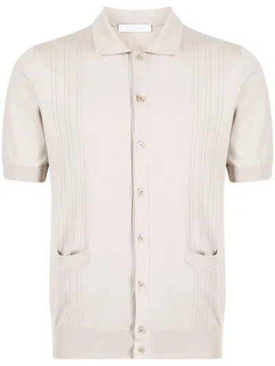 Cruciani Pointelle-knit Cotton Polo Shirt In Brown
