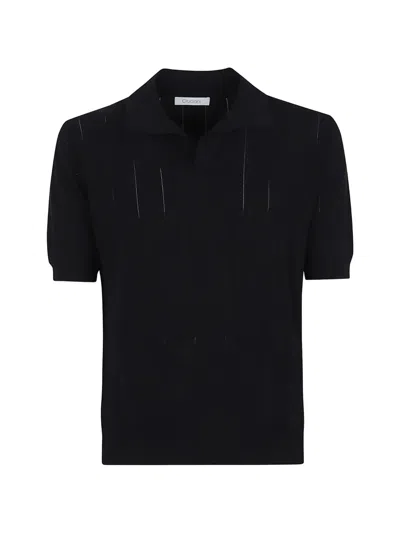 Cruciani Pointelle-knit Polo Shirt In Blue