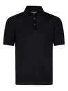 Cruciani Black Polo Shirt In Fine Wool Knit In Blue