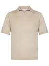 Cruciani Buttonless Polo Shirt In Fine Knit Silk In Gold