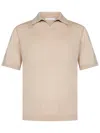 Cruciani Buttonless Polo Shirt In Fine Knit Silk In Gold