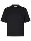 Cruciani Buttonless Polo Shirt In Fine Knit Silk In Black