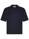 Cruciani Buttonless Polo Shirt In Fine Knit Silk In Blue