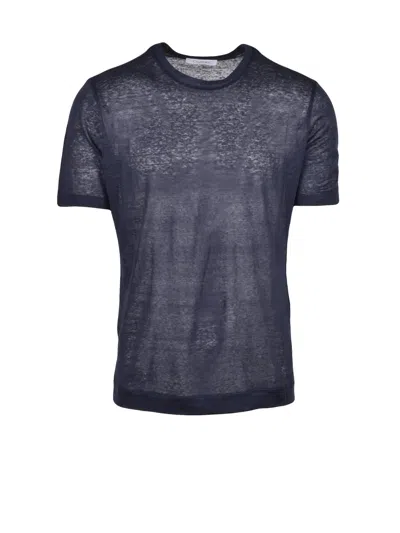 Cruciani Relaxed Fit Blue Linen T-shirt