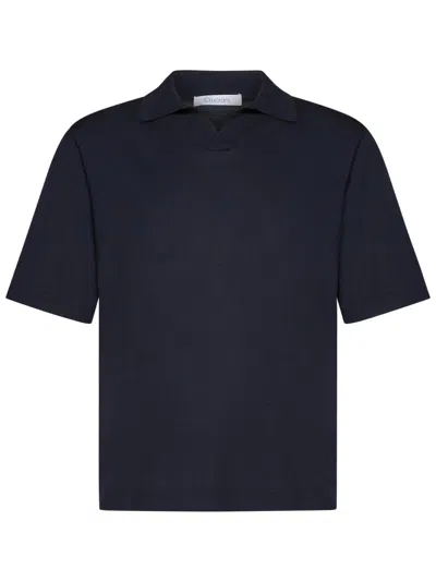 Cruciani Relaxed Fit Blue Polo T-shirt In Black