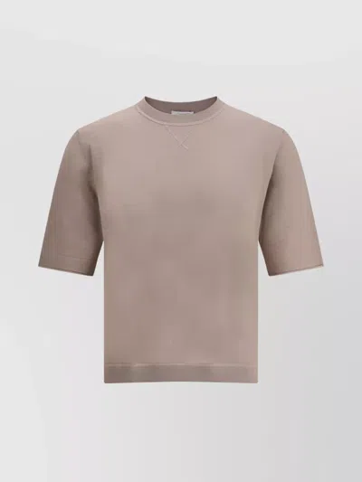 Cruciani Ribbed Cotton Knit T-shirt With Short Sleeves