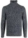 Cruciani Roll-neck Mélange Wool Jumper In Blue