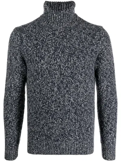 Cruciani Roll-neck Mélange Wool Jumper In Blue