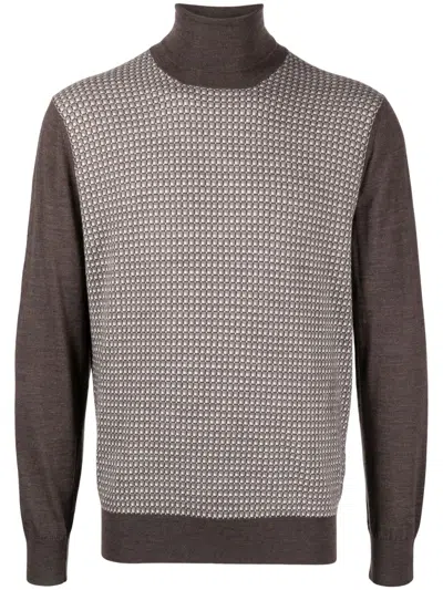 Cruciani Roll-neck Wool Jumper In Brown