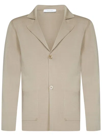 Cruciani Sand-colored Single-breasted Blazer With Notched Lapels In Neutral