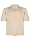 Cruciani Short-sleeved Bowling Shirt In Extra-fine Cotton In Beige
