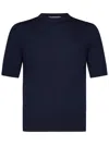 Cruciani Crewneck Blue Plain Stitch Wool Knit Sweater