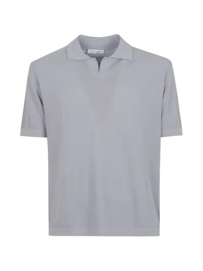 Cruciani Short-sleeve Knitted Polo Shirt In Gray