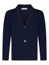 Cruciani Single-breasted Navy Cotton Knit Blazer In Blue