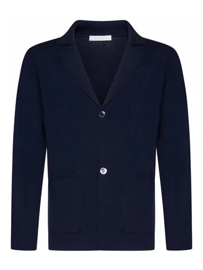 CRUCIANI SINGLE-BREASTED NAVY COTTON KNIT BLAZER