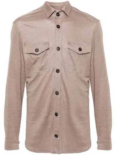 Cruciani Slub-texture Linen Shirt In Neutrals