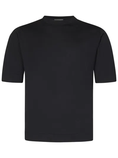Cruciani Smooth Textured Black Crew Neck T-shirt