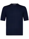 Cruciani Crewneck Blue Plain Stitch Wool Knit Sweater In Blue