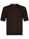 Cruciani Plain Stitch Wool Knit Sweater In Brown