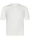 Cruciani Crewneck  Plain Stitch Wool Knit Sweater In White