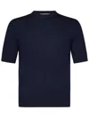 Cruciani Crewneck Blue Plain Stitch Wool Knit Sweater In Blue