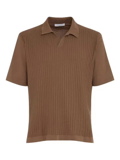 Cruciani Textured Polo Shirt In Brown