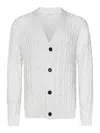 Cruciani White Cardigan With Jacquard Diamond Pattern In Neutral